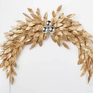 Holiday Lane Wreath Gold-Tone Swag Door/Archway Decoration, 24 in, Christmas